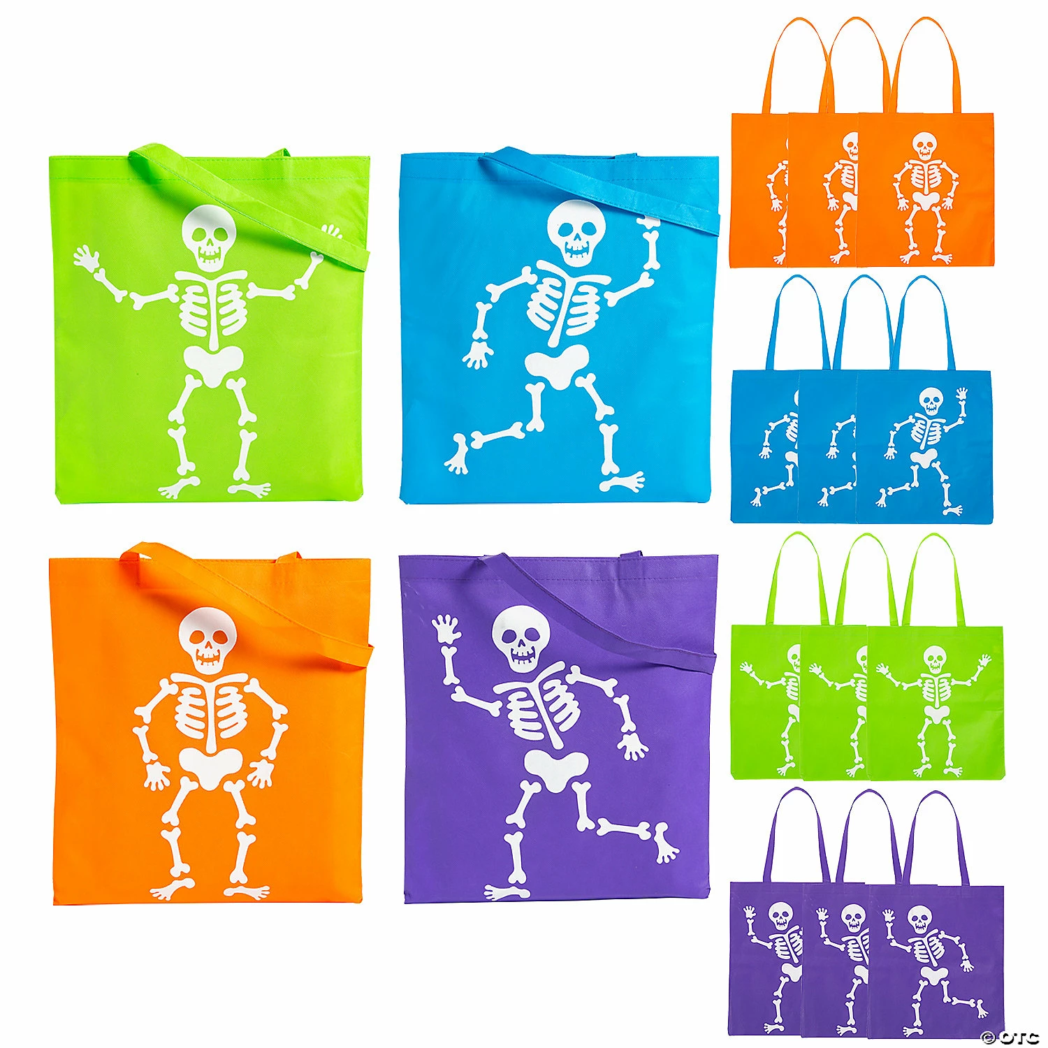 15" x 17" Large Nonwoven Neon Skeleton Tote Bags - 12 Pc. 1 15" x 17" Large Nonwoven Neon Skeleton Tote Bags - 12 Pc.