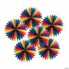 16" Rainbow Hanging Paper Fans - 6 Pc.