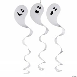 17" Giant Ghost Hanging Paper Swirl Halloween Decorations - 12 Pc.