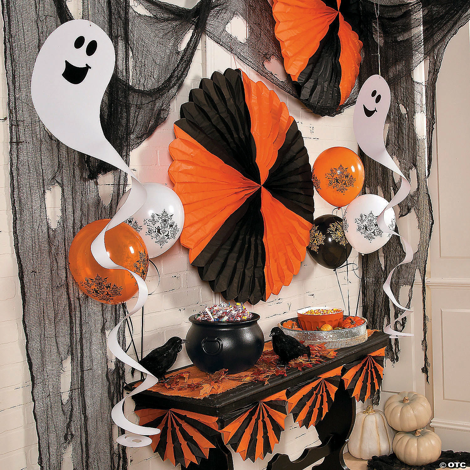 17" Giant Ghost Hanging Paper Swirl Halloween Decorations - 12 Pc. 2 17" Giant Ghost Hanging Paper Swirl Halloween Decorations - 12 Pc. - Image 2