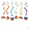 26" Rainbow Party Hanging Swirl Decorations - 12 Pc.