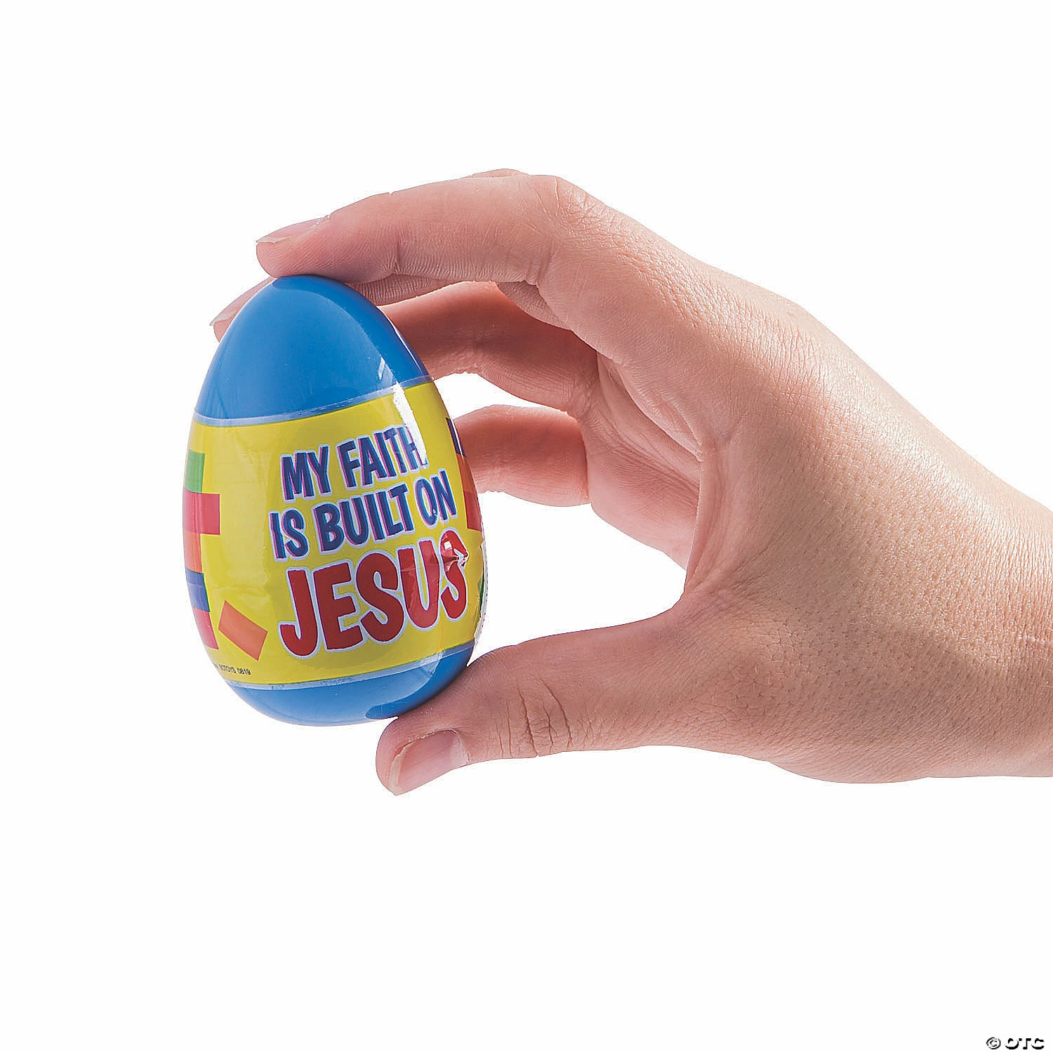 3" Built on Jesus Color Brick-Filled Plastic Easter Eggs - 12 Pc. 2 3" Built on Jesus Color Brick-Filled Plastic Easter Eggs - 12 Pc. - Image 2