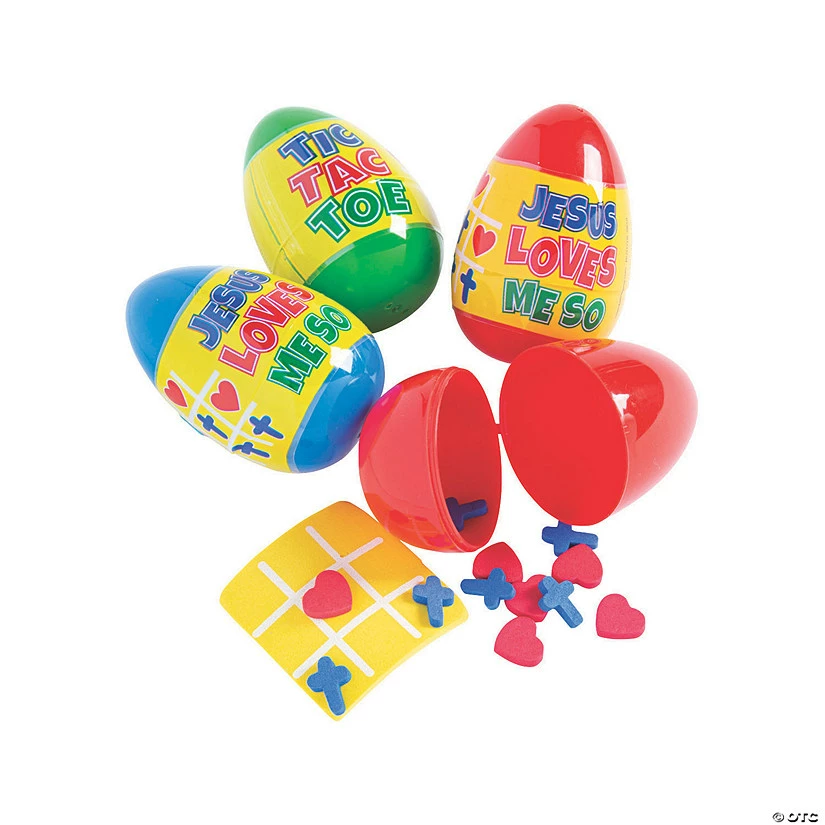 3" Religious Tic-Tac-Toe Game-Filled Plastic Easter Eggs - 12 Pc. 1 3" Religious Tic-Tac-Toe Game-Filled Plastic Easter Eggs - 12 Pc.