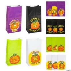 5 1/4" x 10" Christian Pumpkin Treat Bags - 12 Pc.