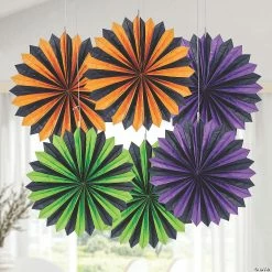 6" Halloween Hanging Paper Fans - 6 Pc. -Halloween sale2022 6 halloween hanging paper fans 6 pc 13957906 a02