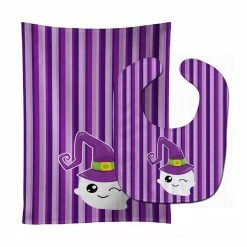 Caroline's Treasures, Halloween, Halloween Ghost Witch Baby Bib & Burp Cloth, 11 x 18,