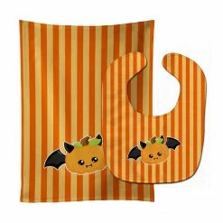 Caroline's Treasures, Halloween, Halloween Pumpkin Bat Baby Bib & Burp Cloth, 11 x 18,