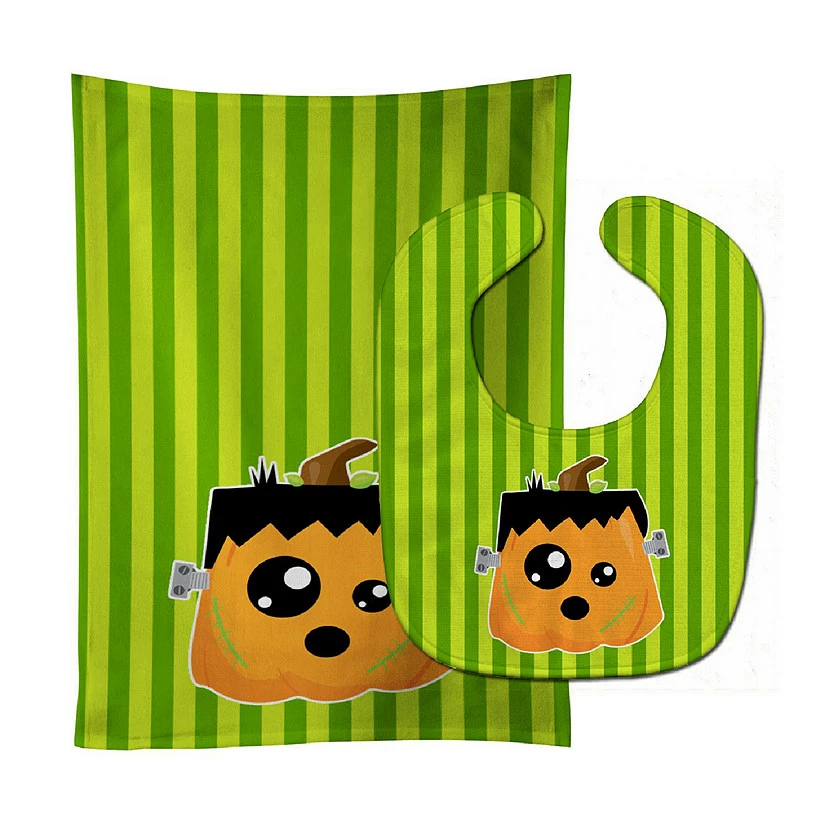 Caroline's Treasures, Halloween, Halloween Pumpkin Frankenstein Baby Bib & Burp Cloth, 11 x 18, 1 Caroline's Treasures, Halloween, Halloween Pumpkin Frankenstein Baby Bib & Burp Cloth, 11 x 18,