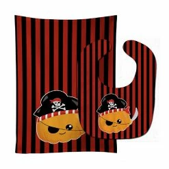 Caroline's Treasures, Halloween, Halloween Pumpkin Pirate Baby Bib & Burp Cloth, 11 x 18,