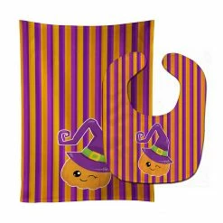 Caroline's Treasures, Halloween, Halloween Pumpkin Witch Baby Bib & Burp Cloth, 11 x 18,