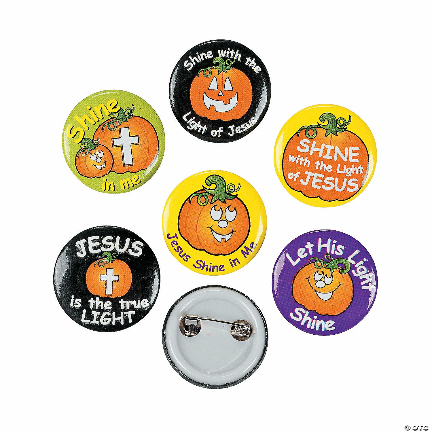 Christian Pumpkin Glow-in-the-Dark Mini Buttons - 48 Pc. 1 Christian Pumpkin Glow-in-the-Dark Mini Buttons - 48 Pc.