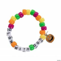 Christian Pumpkin Pony Bead Bracelet Craft Kit - Makes 12
