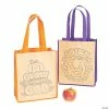 Color Your Own Medium Christian Pumpkin Halloween Nonwoven Tote Bags - 12 Pc.