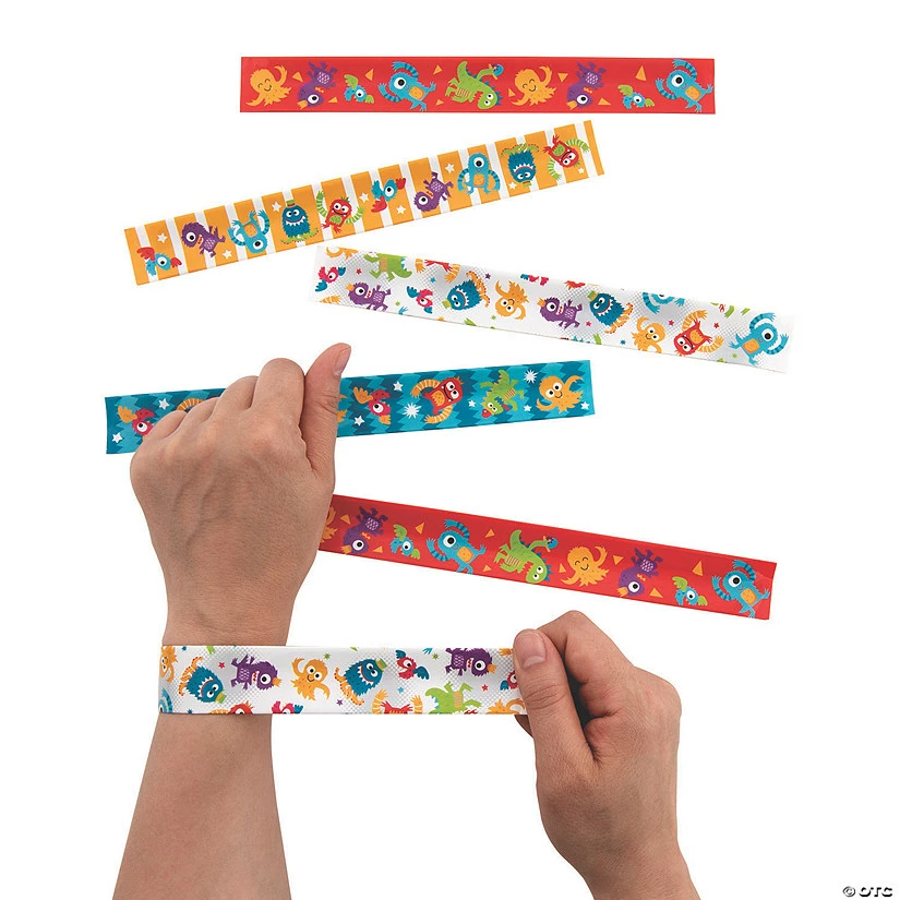Cute Monster Slap Bracelets - 12 Pc. 1 Cute Monster Slap Bracelets - 12 Pc.
