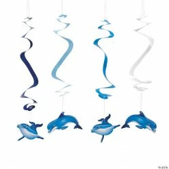Dolphin Party Hanging Swirl Decorations - 12 Pc.