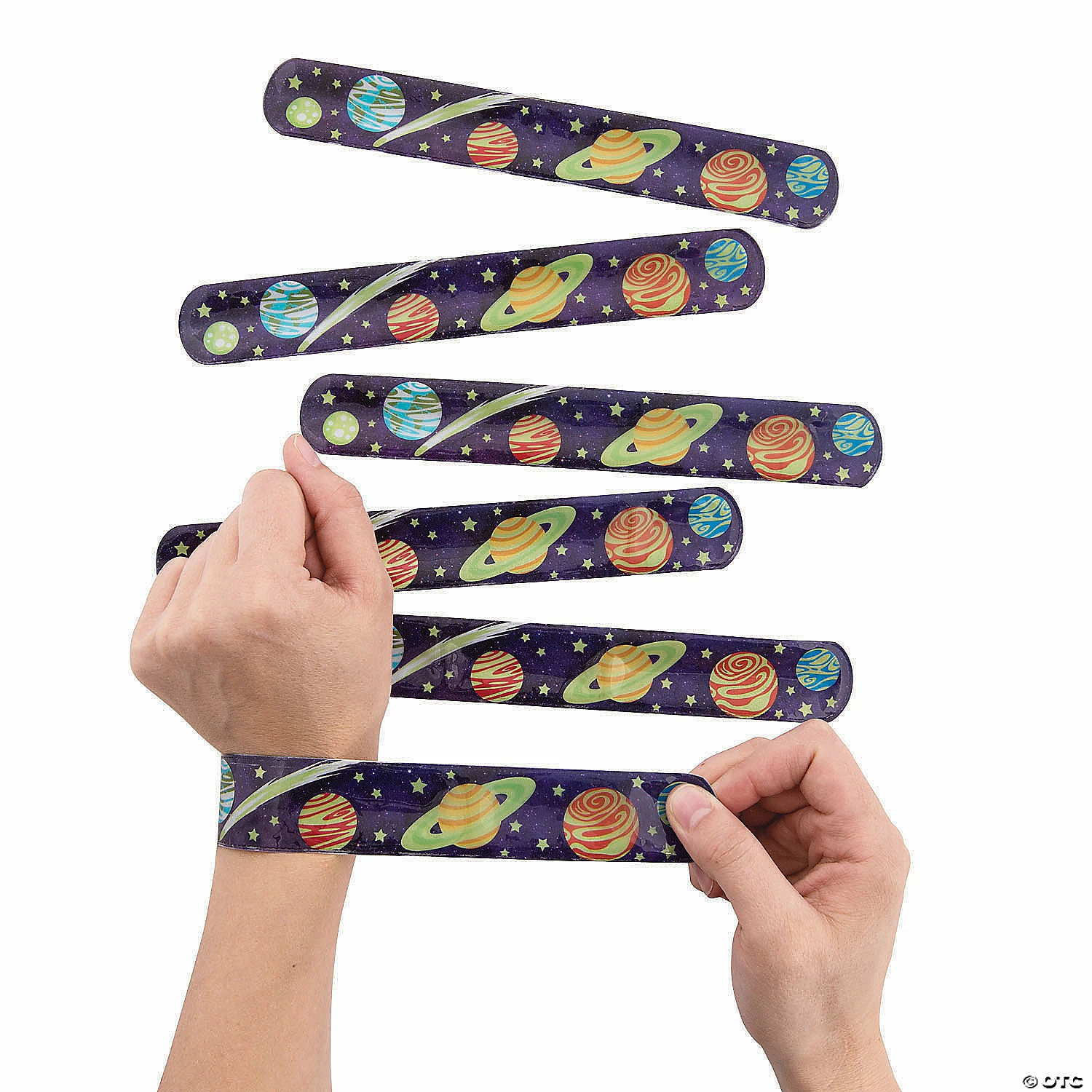 Glow-in-the-Dark Space Slap Bracelets - 12 Pc. 2 Glow-in-the-Dark Space Slap Bracelets - 12 Pc. - Image 2
