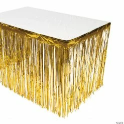 Metallic Fringe Plastic Table Skirt