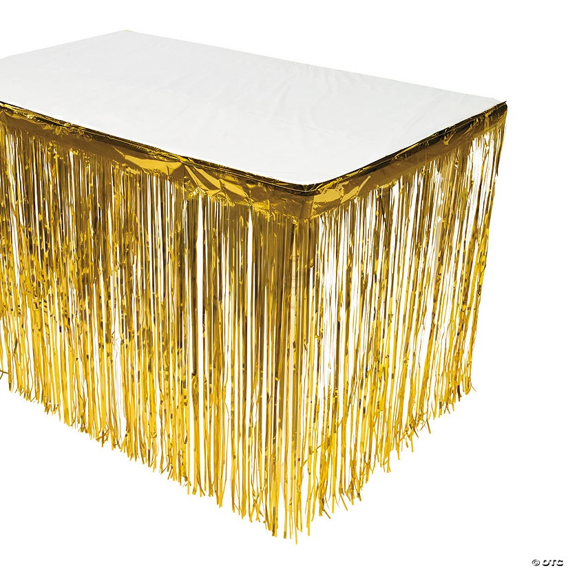 Metallic Fringe Plastic Table Skirt 1 Metallic Fringe Plastic Table Skirt