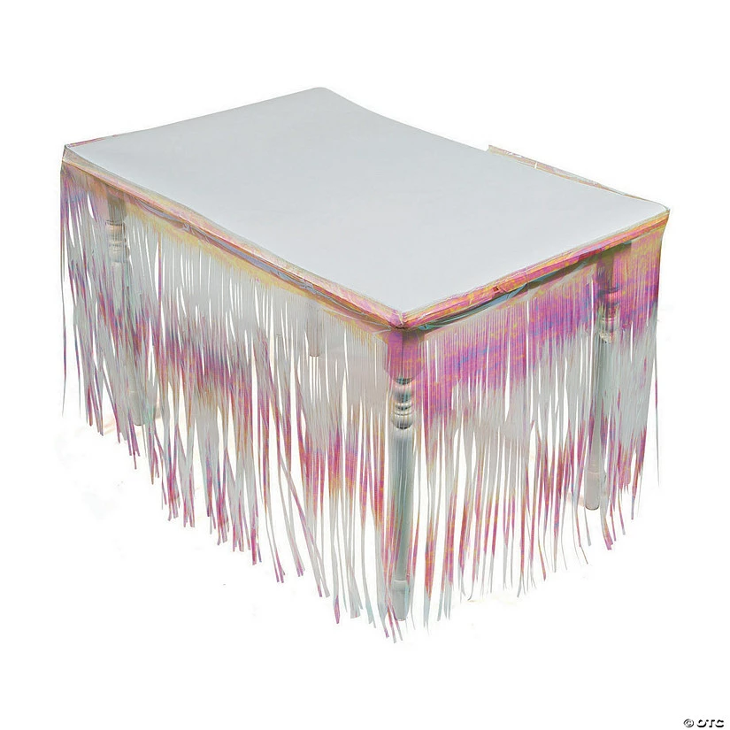 Iridescent Fringe Plastic Table Skirt 1 Iridescent Fringe Plastic Table Skirt