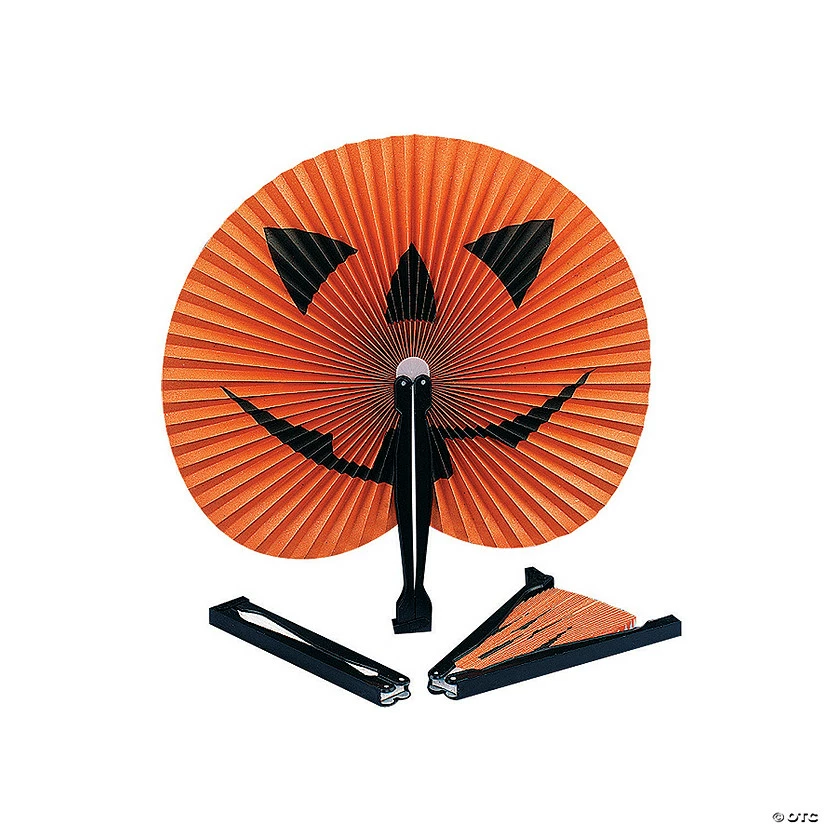 Jack-O’-Lantern Folding Hand Fans - 12 Pc. 1 Jack-O’-Lantern Folding Hand Fans - 12 Pc.