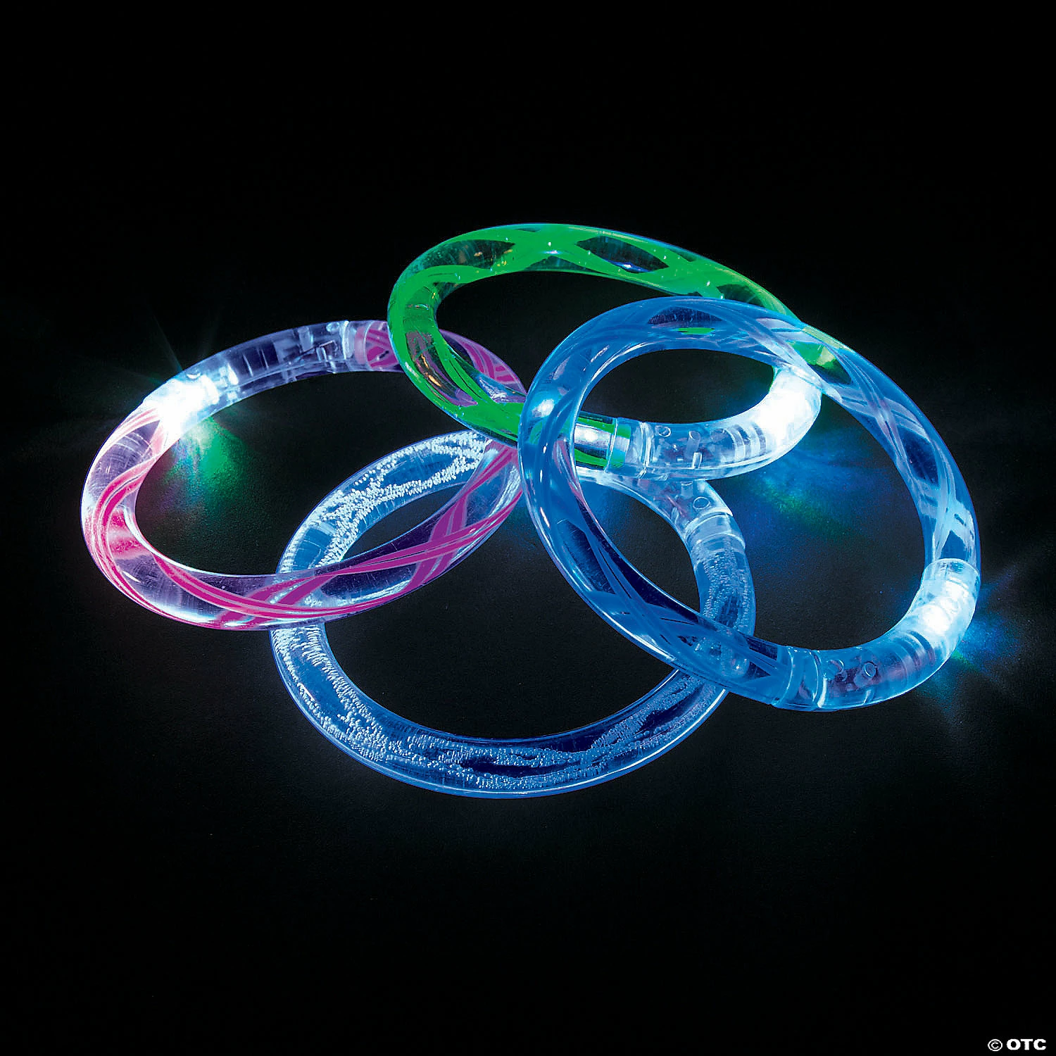 LED Light-Up Flashing Bracelets - 12 Pc. 1 LED Light-Up Flashing Bracelets - 12 Pc.
