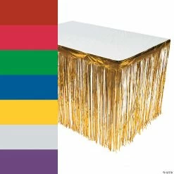Metallic Fringe Plastic Table Skirt