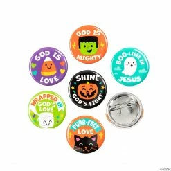 Mini Religious Halloween Buttons - 48 Pc.