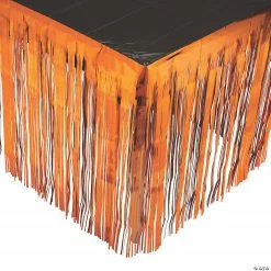 Orange Metallic Fringe Plastic Table Skirt