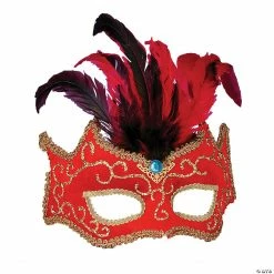 Red Feather Half Mask