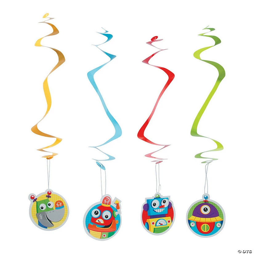 Robot Party Hanging Swirl Decorations - 12 Pc. 1 Robot Party Hanging Swirl Decorations - 12 Pc.