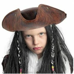 Skeleteen Faux Leather Pirate Hat - Brown Distressed Leather Colonial Style Tricorn Hat -Halloween sale2022 skeleteen faux leather pirate hat brown distressed leather colonial style tricorn hat14238694 a01NOWA