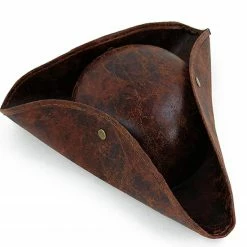 Skeleteen Faux Leather Pirate Hat - Brown Distressed Leather Colonial Style Tricorn Hat -Halloween sale2022 skeleteen faux leather pirate hat brown distressed leather colonial style tricorn hat14238694 a02NOWA